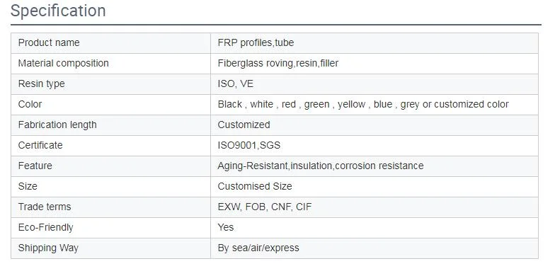FRP/GRP Fiberglass U Channel, C Purlins Pultrusion Profiles